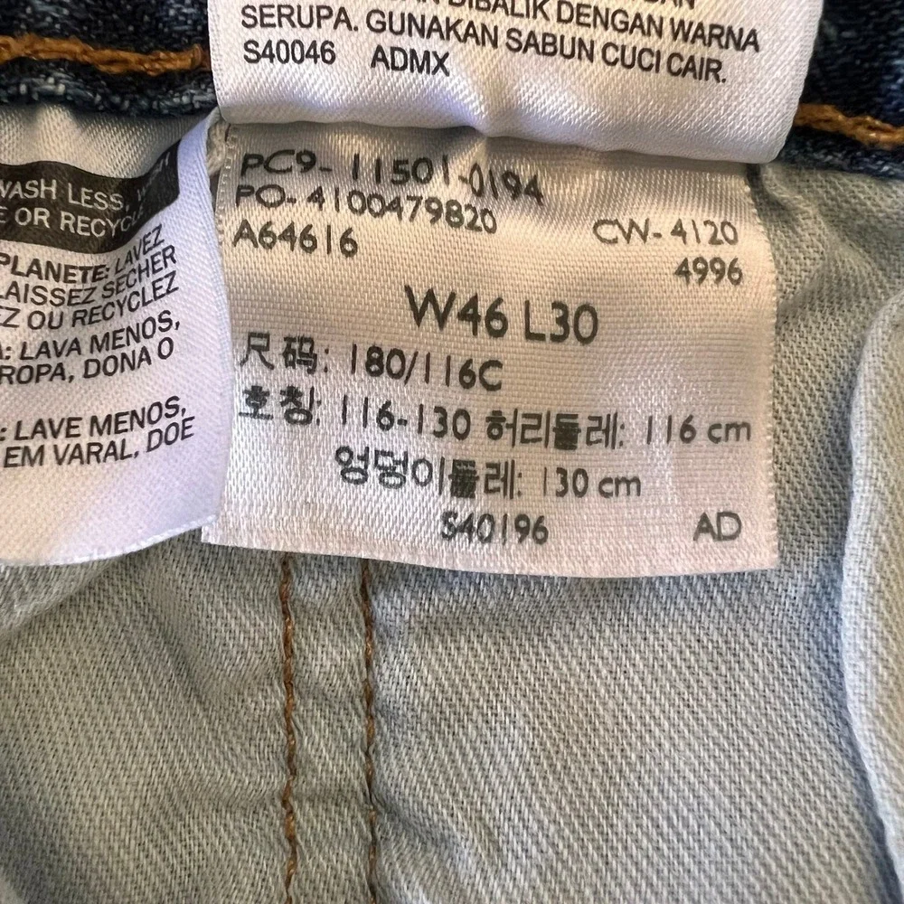 Levis 501 Original Fit Button Fly Blue Denim Jeans‎ Mens 46x30 Medium Wash